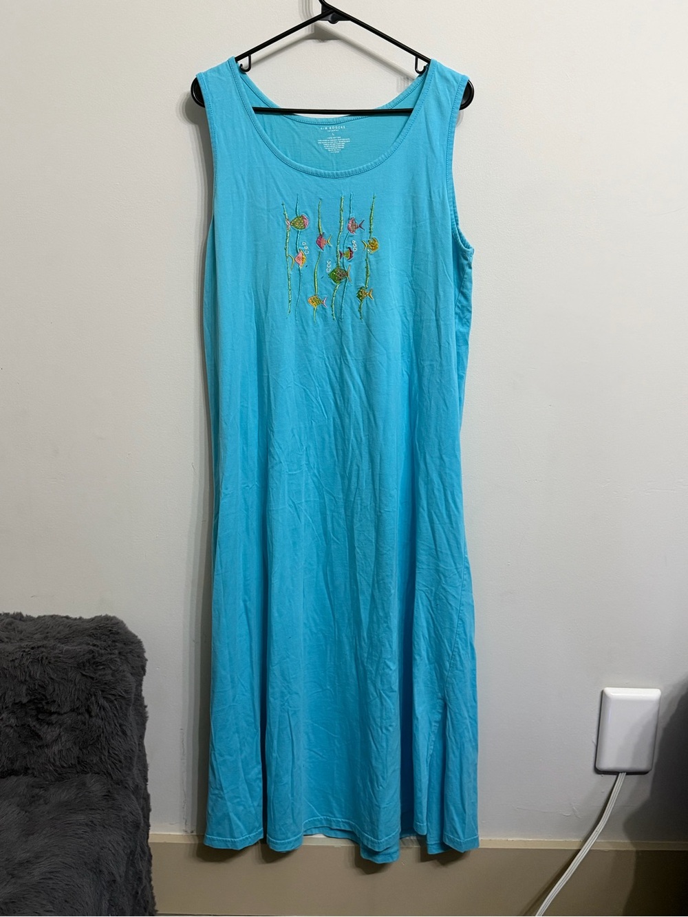 Sleeveless Turquoise Floral Embroidered Maxi Dress